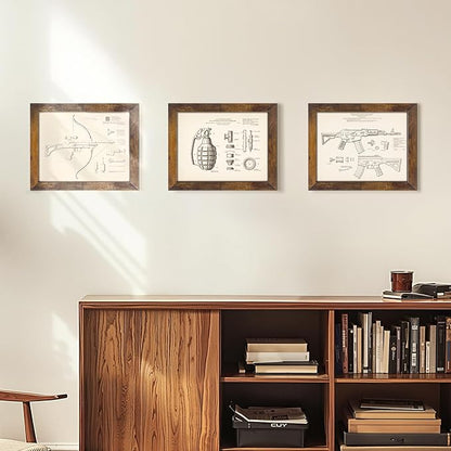 PETAFLOP 8.5x11 Picture Frame Rustic Certificate Frames Wall Tabletop Display Horizontally or Vertically, 7 Pack