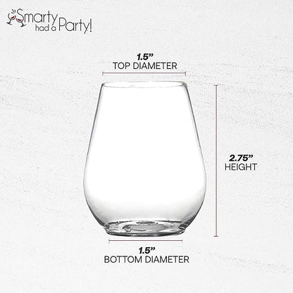 Smarty Had A Party 4 oz Clear Stemless Plastic Mini Goblets, Unbreakable Disposable Wine Goblets for Weddings, Parties, and Events, Bulk Drinkware for Celebrations (80 Count)