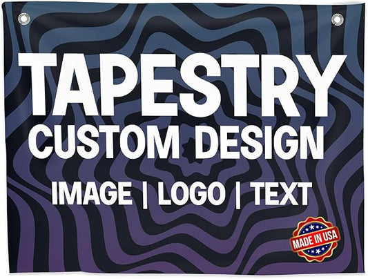Personalized Tapestry by DreamController | Custom Wall Hanging for Home & Events | Add Your Photo, Text, or Logo | HD Printed Fabric | Made in the USA