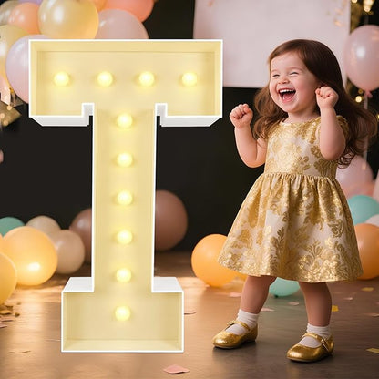 Marquee Light Up Letters: 3FT Large Decorative Signs for Party Decorations Baby Shower Birthday Wedding Engagement Anniversary, 3 Feet Tall Pre-Cut DIY Foamboard Letter T - Easy to Assemble