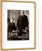 12x16 Frame USA-Sourced Natural Oak Wood Solid Wood Photo Frame Handcrafted Rounded Corner with Mat to 8.5x11 Picture Frame Display with Real Glass Family Picture, Wedding Photo, Certificate