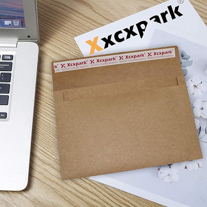200 Qty Printable A7 Invitation Envelopes 5.25 x 7.25, Self Seal 120GSM Brown Kraft Paper Envelopes for Invitations, Papers, Photos, Documents, Wedding, Baby Shower, Easy to Seal