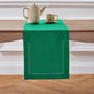 Solino Home Linen Hemstitch Table Runner 108 Inches Long - 100% Pure Linen Emerald Green Table Runner 14 x 108 Inch for Christmas - Classic Hemstitch