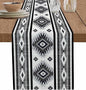 Aztec Southwest Cotton Linen Table Runner for Dining Kitchen, Wedding Outdoor Party Tablerunners Decoration, Boho Ethnic Tribes Vintage Grey Dresser Scarf Coffee Tablecloth Runners 13x36 Inches