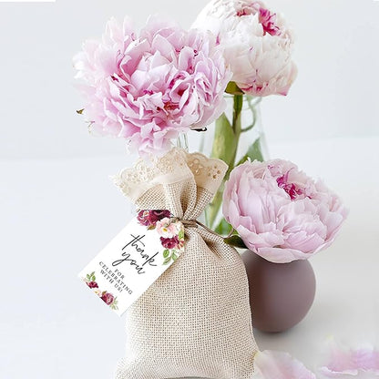 Andaz Press 100-Pack Thank You for Celebrating with Us Favor Tags Fall Burgundy Marsala Cardstock Gift Tags with Bakers Twine for Wedding Baby Shower Bridal Shower Party Favors 2 x 3.75-Inches