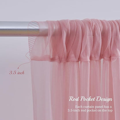 PARTISKY 20ft X 10ft Dusty Rose Tulle Backdrop Curtain for Parites, Sheer Backdrop Curtains Fabric Drapes for Wedding Ceremony Arch Party Stage Decorations