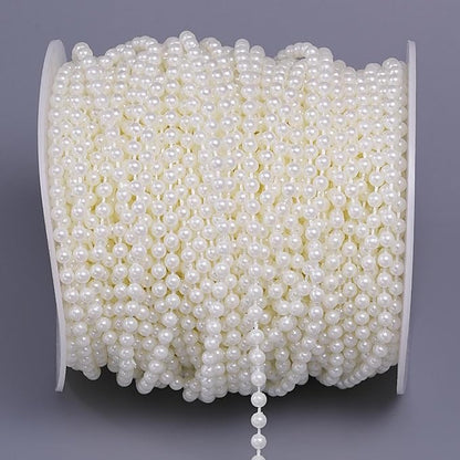 44 Yards/131 Feet Pearl Garland Craft String Pearls, Faux Pearl for Wedding Party Decoration, Christmas Tree Decorations and DIY Crafts (Ivory, 4 mm 131 Feet)