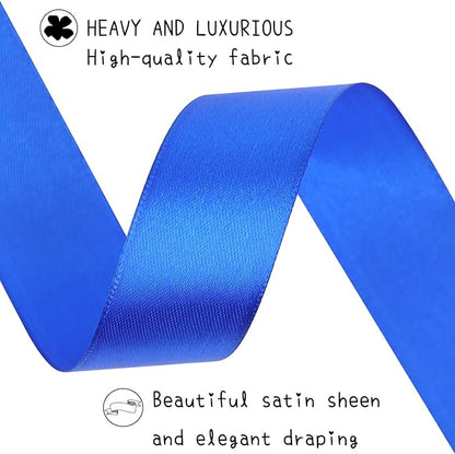 Blue Solid Satin Ribbon 1 Inch 25 Yards Solid Polyester Fabric Ribbon for Gift Wrapping Wedding Christmas Baby Shower Birthday Party Decoration Handmade Immortal Flower Craft