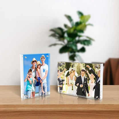 5x7 Inches Acrylic Picture Frames 5 Pack, Double Sided Magnetic Photo Frames,Free Standing on Desk or Table Clear Picture Frames