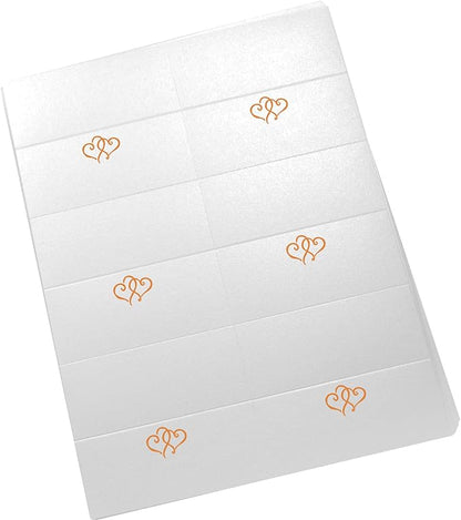 Linked Hearts Printable Place Cards, Orange (Choose Color), Set of 60 (10 Sheets), Laser & Inkjet Printers - Wedding, Party, Dinner, and Special Events - Made in the USA