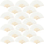 Aneco 18 Pieces Handheld Fans Cloth Hand Fans Bamboo Folding Fans for Wedding Decoration, Church Wedding Gifts, Party Favors, DIY Decoration (Cream)