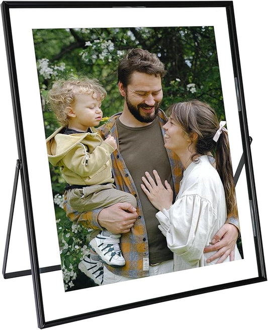 Black Floating Frame, 10"x12", Vertical, For Picture 9x11, 8.5x11, 8x10, 7x9, Tabletop Shelf Photo Frames, Classy Gift For Thanksgiving, Wedding, or Birthday