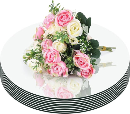 12PCS 8inch Round Mirrors for Centerpieces, Circle Mirror Centerpieces for Tables, Mirror Tiles for Wall Decor Table Wedding Centerpieces Mirror Plates for Candle Wedding Decorations DIY Craft