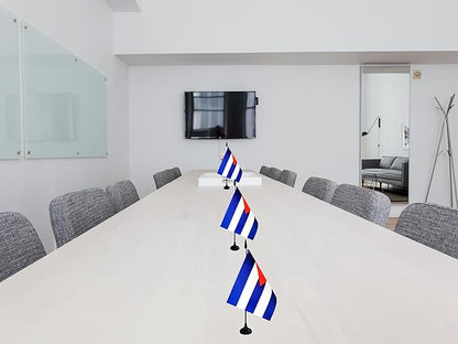 Cuba Desk Flag, 12 Pack Cuban Table Office Flag with Black Solid Pole and Stand Base, International Country Flag, Festival Celebration, Classroom Meeting Desktop Decor (Cuba)
