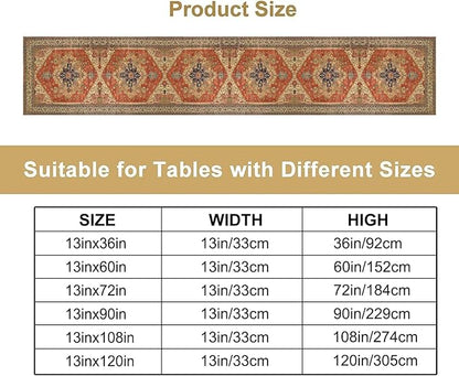 Vintage Boho Floral Table Runner, Rustic Country Farmhouse Orange Yellow Grey Retro Flower Pattern for Home Kitchen Table Decor Dining Coffee Room Party Decor 13x36in