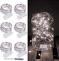 LAMPHOME 6 Pack Fairy Lights Battery Operated String Lights 6.6ft 20 Led Mason Jar Lights Waterproof Silver Wire Light Fireflies DIY Party Wedding Christmas Decoration(6 Pack,White)
