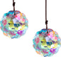 HDCRYSTALGIFTS Set 2 AB Color Crystal Suncatcher Datura Shaped Pendant Rainbow Feng Shui Hanging Prism (45mm)