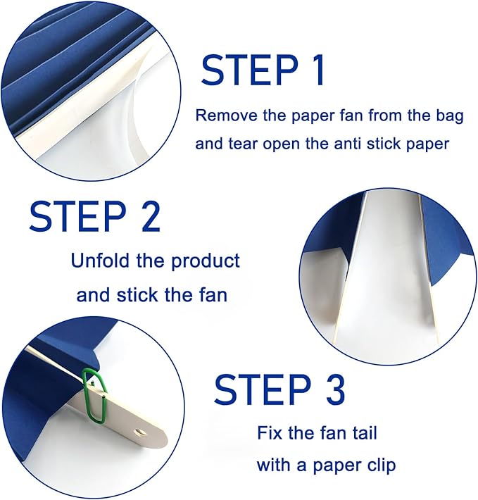 BARTHEW Blue Birthday Decorations,DIY Blue Paper Fans Hanging Decoration ,Party Decorations for Adults 16in, Royal Blue Birthday Decorations,Baby Shower Decorations 30 Color DIY Set (Navy Blue)