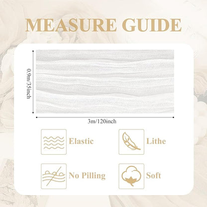 Asee'm Cheesecloth Table Runner 120 Inches Long Ivory Boho Gauze Cheese Cloth Runner 10FT Rustic Sheer Fall Table Runners for Thanksgiving Wedding Party Baby Shower Decoration