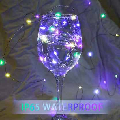 8 Pack Fairy Lights 7Ft 20 LED Twinkle String Lights 3 Modes Battery Operated Waterproof Firefly Starry for Mason Jar Party Wedding Christmas Valentines Day Table Centerpieces,Rainbow