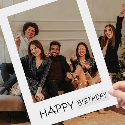 LUOEM Happy Birthday Party Frame Photo Prop Birthday DIY Paper Picture Frame Cutouts Photo Booth Props for Party Supplies