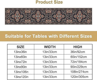 Boho Paisley Farmhouse Table Runner, Vintage Red Blue Retro Flower Rustic Country Style Floral Print Pattern for Home Kitchen Table Decor Dining Coffee Room Garden Party Decor 13x60in