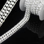 PEARLY JUN 2 Yards Pearl Rhinestone Trim Chain Silver Crystal Fringe Diamond Applique Ribbon String Tassel Strip for Sewing Wedding Dress Crafting Crafts Flower Embellishments