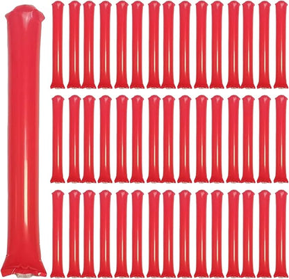 48pcs Round Head Boom Sticks Thunder Sticks Cheering Sticks Team Spirit Plastic Cheerleading Spirit Stick Clapper Inflatable Noise Maker Sports Supply (Red)