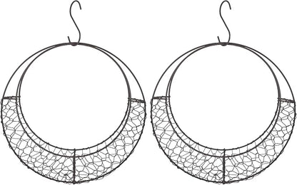 Air Plants Holders Wire Wreath Frame Hanger, 11 inch Moon Shape Wreath Form Hanging Plant Holder Metal Hanging Orchid Planter Plant Basket Holder, Succulent Wire Wreath Frame with Hook (Pack of 2)