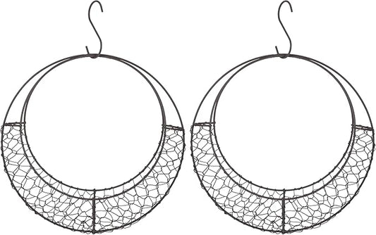 Air Plants Holders Wire Wreath Frame Hanger, 11 inch Moon Shape Wreath Form Hanging Plant Holder Metal Hanging Orchid Planter Plant Basket Holder, Succulent Wire Wreath Frame with Hook (Pack of 2)