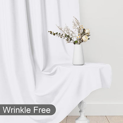 DWCN 10x10 FT White Backdrop Curtains for Parties, Photography Backdrop Drapes with Rod Pockets for Wedding Decorations Stage Birthday Family Gatherings, 2 Panels 5ft x 10ft