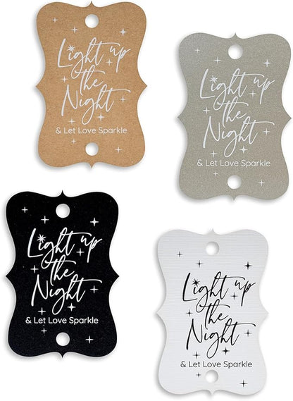 Summer-Ray 50pcs Light up The Night & Let Love Sparkle Wedding Sparkler Tags (Shimmered Silver)