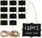 12 Pcs Mini Wooden Chalkboard Signs for Message Board Signs, Mini Chalkboards Hanging Price Tags with String, 6.5x5 Inch Rectangle Chalkboards Message Board Hanging Signs for Party Buffet Food