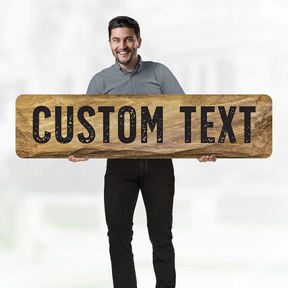 Custom Sign, Custom Street Sign, 11 Font Colors, 13 Font Styles, 4 Hole Options, 22 Sizes, 12x48 Inches, Rust Free DiBound, Fade Resistant, Made in USA by My Sign Center (Stone)