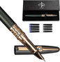 YUNCHUN Refillable Fountain Pen Fine Nib, Fancy Ink Pen with 5 Black & 5 Blue Ink Refills Cartridges, Cool Ink Pens for Writing, Business Metal, Best Gift Set for Men & Women, Blcak