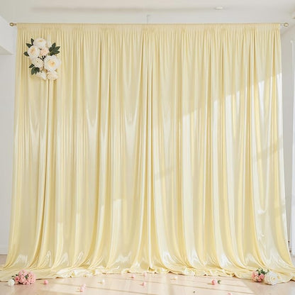 Champagne Glitter Backdrop Curtain for Parties Wedding,10Ft x 10Ft Satin Shimmer Photo Backdrop,Non-Wrinkle Sparkle Drapes for Backdrop,Back Drop for Photography, Birthdays,Weddings,Prom