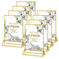 8PCS 5x7" Double-Sided Acrylic Sign Holders, Clear Gold Picture Frames, Table Number Holders with Golden Border for Wedding Reception, Centerpiece, Decoration, Party