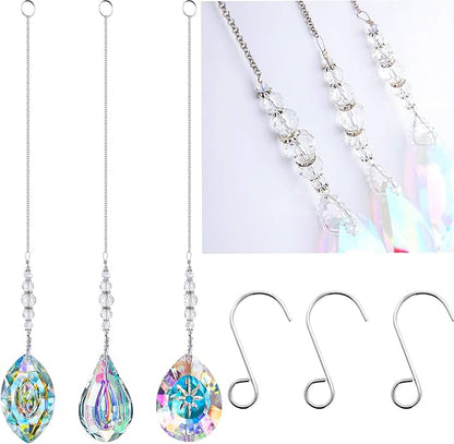YU FENG 3PCS Crystal Suncatcher Pendant for Decor Hanging Glass Prism Rainbow Maker Light Catchers