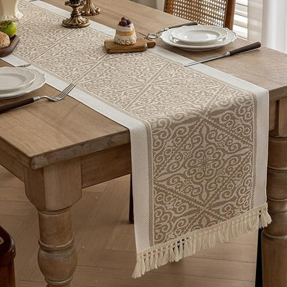 Table Runners 138 Inches,Waterproof Boho Table Runner with Tassel Fringe,Table Runner for Party Coffee Table
