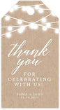 Andaz Press 100-Pack Personalized Thank You for Celebrating with Us Wedding Favor Tags with Bakers Twine Rustic String Lights Custom Cardstock Wedding Gift Tags for Party Favors 2 x 3.75-Inches