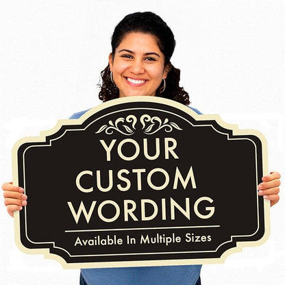 Custom Aluminum Outdoor Metal Sign, Personalized, Waterproof, Design 2 Black Charcoal 18x12 In