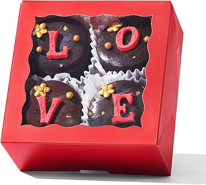 50-Count 4x4x2 Food-Safe Classic Red Bakery Boxes - Multi-Use Pastry & Treat Packaging for Cookies, Truffles & Wedding Favors (Stackable Gift Boxes for Cakes, Pies & Cinnamon Rolls)