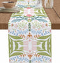 Green Blue Pink Boho Floral Cotton Linen Table Runner for Dining Kitchen, Wedding Outdoor Party Tablerunners Decoration, Retro Bohemian Botanical Dresser Scarf Coffee Tablecloth Runners 13x48 Inches