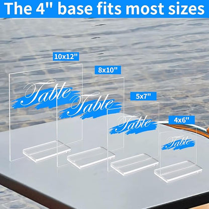 4" Clear Acrylic Sign Stand, 3mm Slots Wedding Table Number Holder, Angular Smooth Acrylic Place Card Holder, Suitable for Wedding, Exhibition, Party, Hotel (12 Pack)