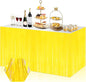 3 Pack 29x108 Inch Macaron Yellow Foil Fringe Table Skirts Metallic Banner for Tinsel Streamer Garland Backdrop for Parade Floats Wedding Thanksgiving Birthday Christmas Halloween Party Decoration