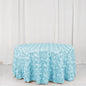 Efavormart 120" Wholesale Round Table Cover Light Blue Grandiose Rosette 3D Satin Tablecloth for Wedding Party Event Decoration