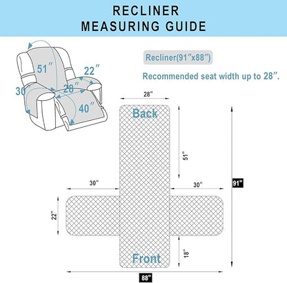 Recliner Chair Covers Reversible Sofa Cover Couch Cover for Pets Lazy Boy Furniture Protector(28''Recliner,Chocolate/Taupe)