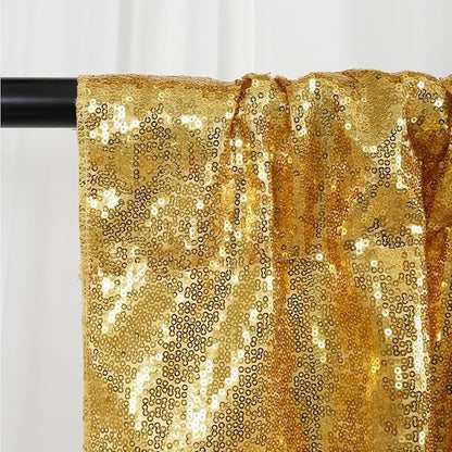 SquarePie Sequin Backdrop Curtain Not See Through Background for Wedding Party 5FT x 7FT Gold