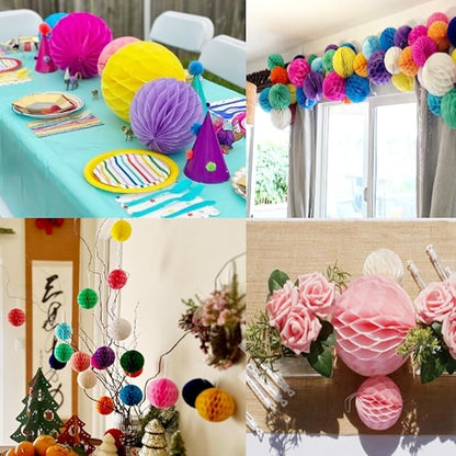 20pcs Honeycomb Flower Balls Party Honeycomb Balls Decoration Paper Flower Balls Tissue Paper Flower Ball Pom Poms Ball for Birthday Wedding Home Decor (6inch, Green Dark-Green)