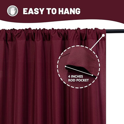 MYSKY HOME Burgundy Backdrop Curtains for Parties, Weddings, Stage - 10ft x 10ft, 2 Panels